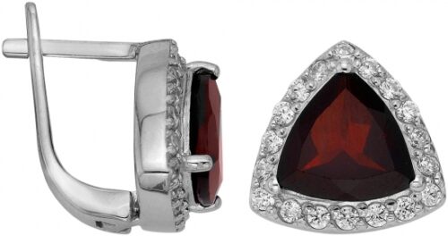 Серьги из серебра 925 пробы с гранатом