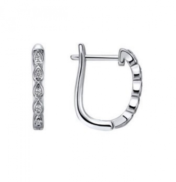 Серьги из серебра 925 пробы с фианитом