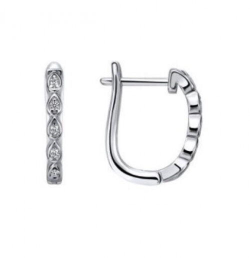 Серьги из серебра 925 пробы с фианитом