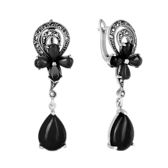 Серьги подвесные из серебра 925 пробы