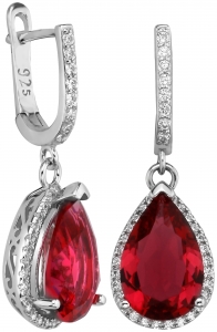 Серьги подвесные из серебра 925 пробы с фианитом
