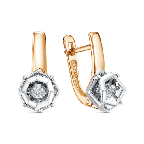 Серьги из золота 585 пробы с бриллиантом