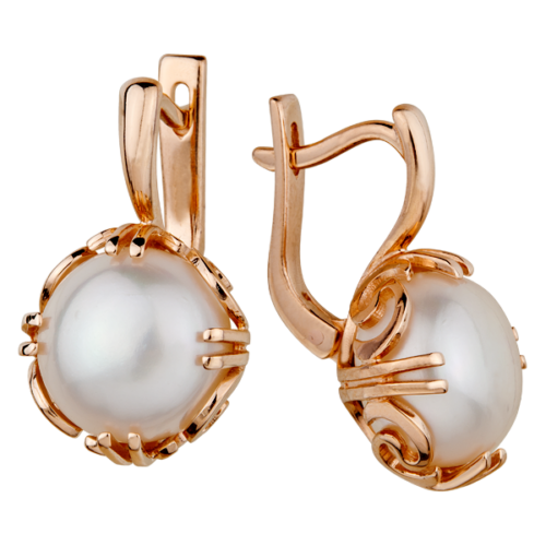 Серьги из золота 585 пробы с жемчугом