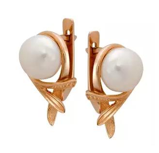 Серьги из золота 585 пробы с жемчугом
