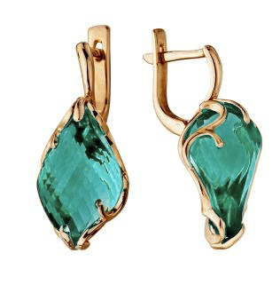 Серьги из золота 585 пробы с кварцем