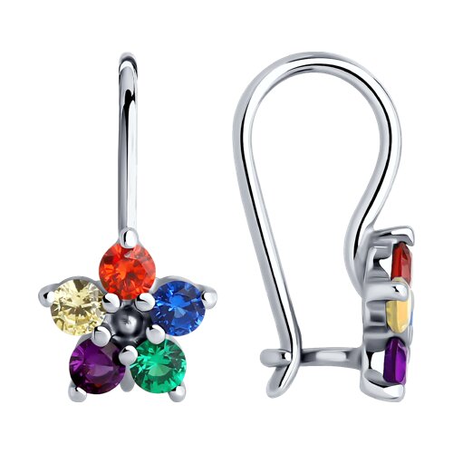 Серьги детские из серебра 925 пробы с фианитом