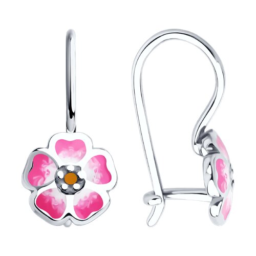 Серьги детские из серебра 925 пробы с эмалью