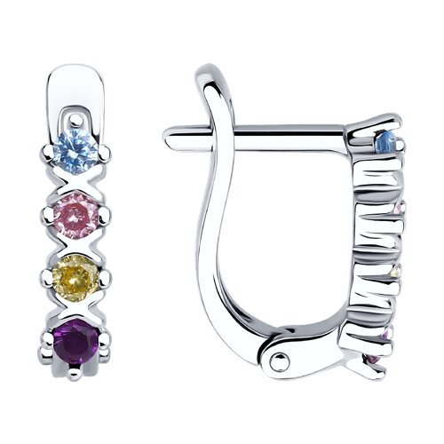 Серьги детские из серебра 925 пробы с фианитом