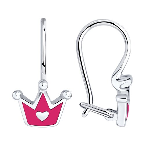 Серьги детские из серебра 925 пробы с эмалью
