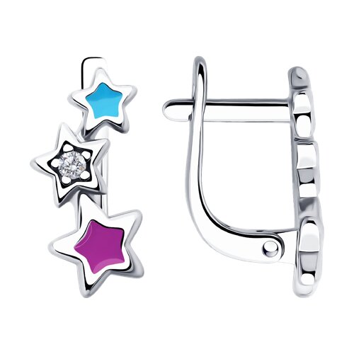 Серьги детские из серебра 925 пробы с эмалью