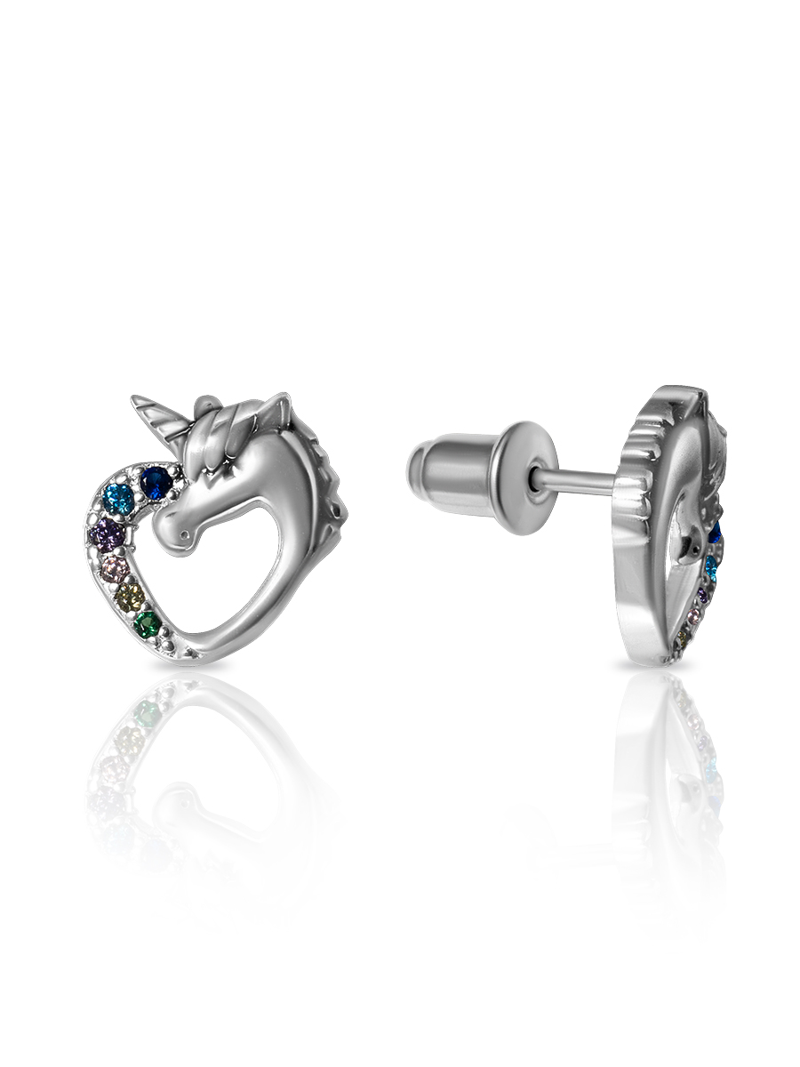 Серьги детские из серебра 925 пробы с фианитом