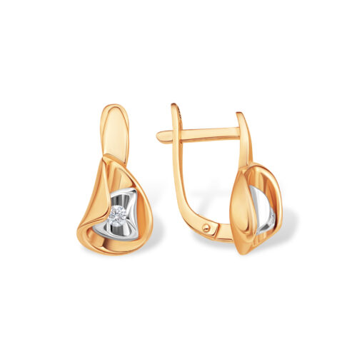 Серьги из золота 585 пробы с бриллиантом