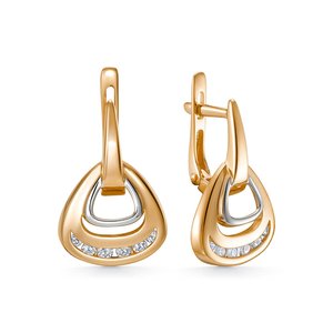 Серьги из золота 585 пробы с фианитом