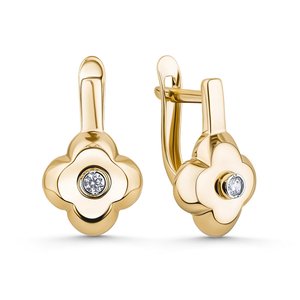 Серьги из золота 585 пробы с фианитом
