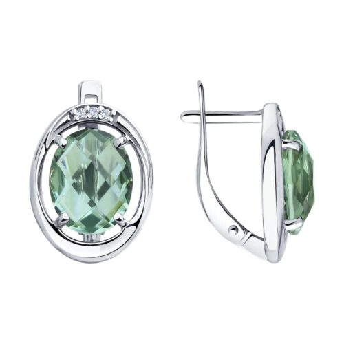 Серьги из серебра 925 пробы с кварцем