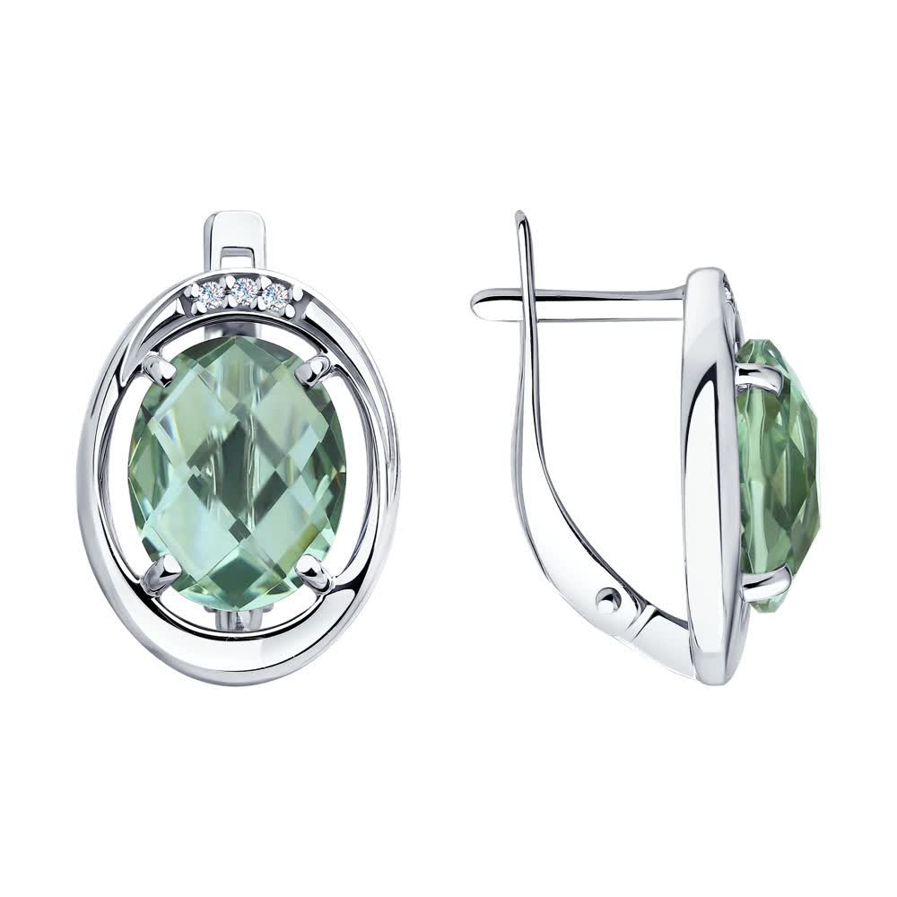 Серьги из серебра 925 пробы с кварцем