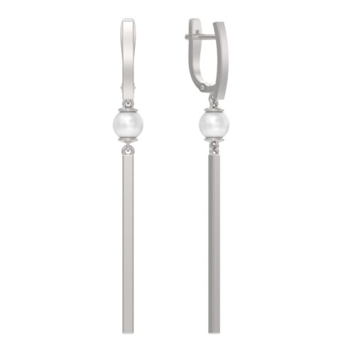 Серьги подвесные из серебра 925 пробы с жемчугом