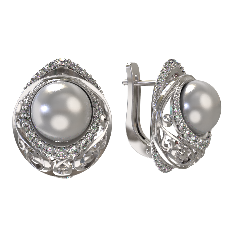 Серьги из серебра 925 пробы с жемчугом