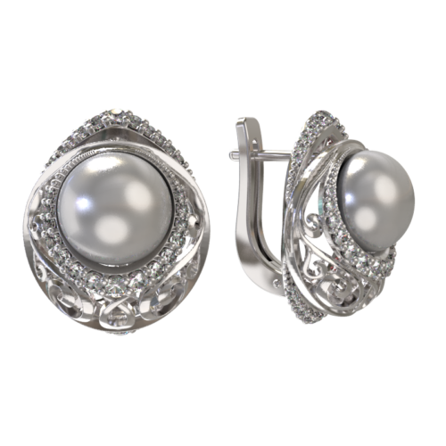 Серьги из серебра 925 пробы с жемчугом