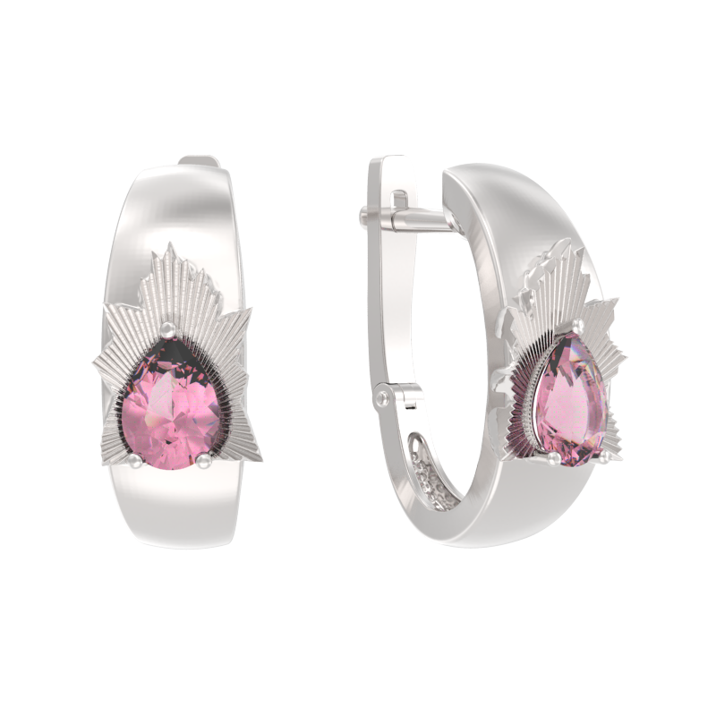 Серьги из серебра 925 пробы с фианитом