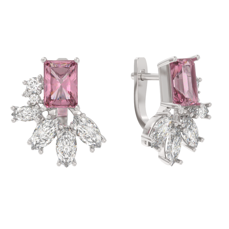 Серьги из серебра 925 пробы с фианитом