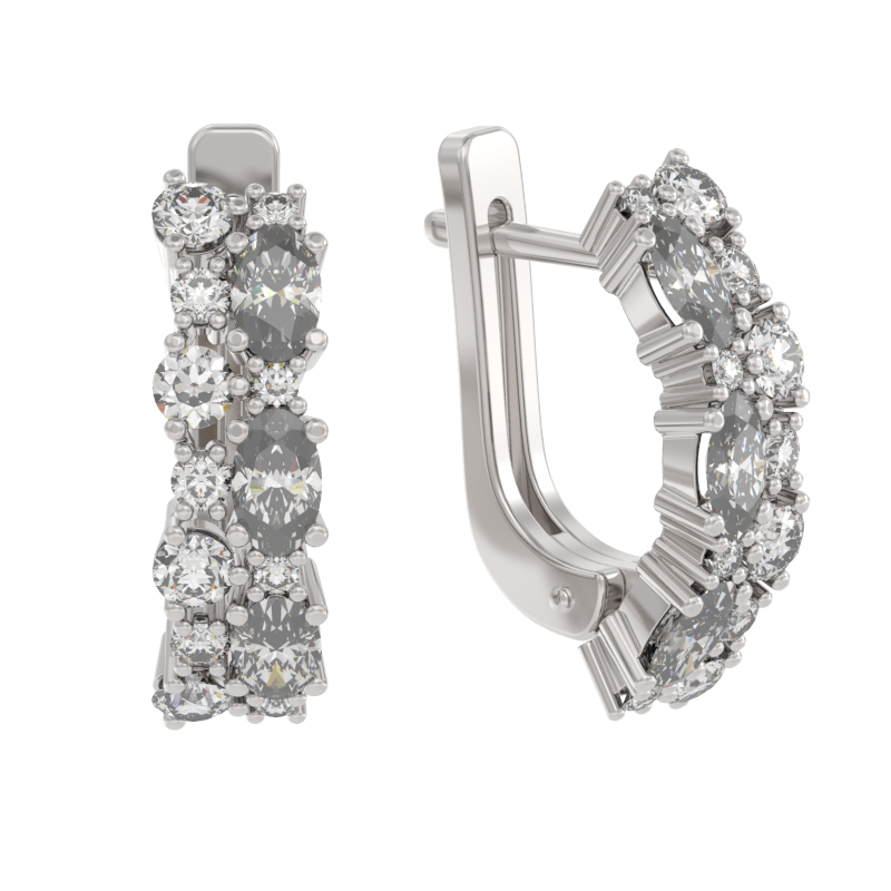 Серьги из серебра 925 пробы с фианитом