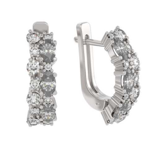 Серьги из серебра 925 пробы с фианитом