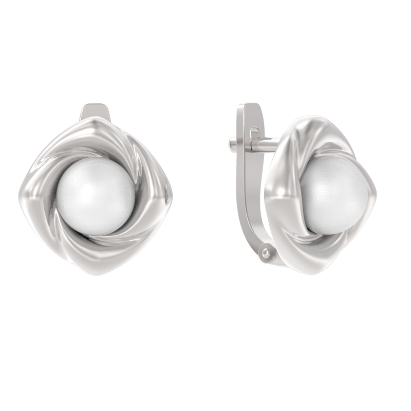 Серьги из серебра 925 пробы с жемчугом