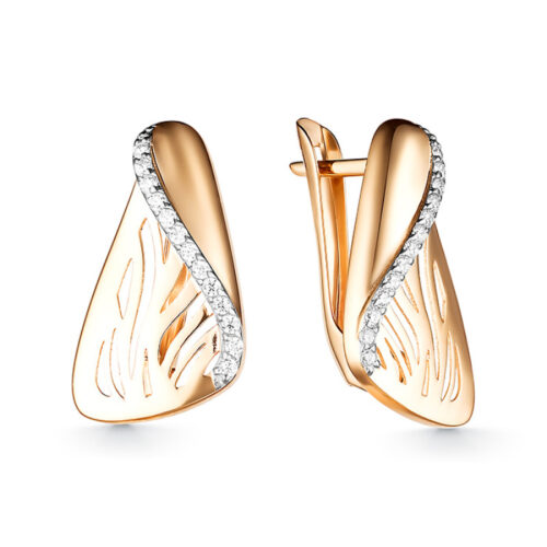 Серьги из золота 585 пробы с фианитом