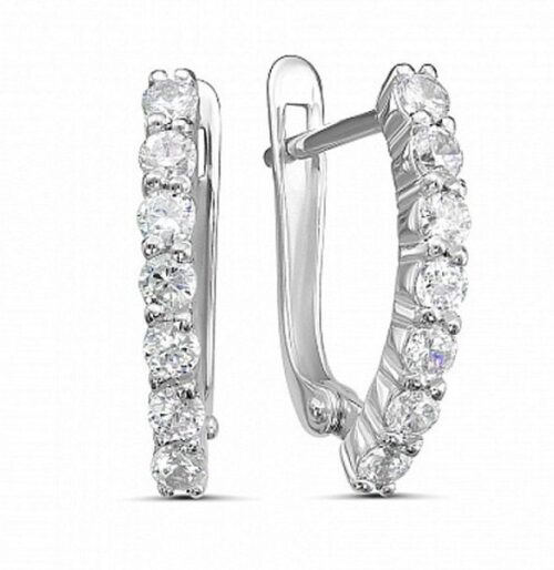Серьги из серебра 925 пробы с фианитом