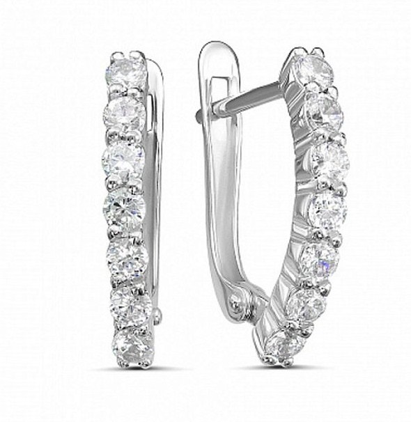 Серьги из серебра 925 пробы с фианитом