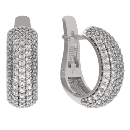 Серьги из серебра 925 пробы с фианитом