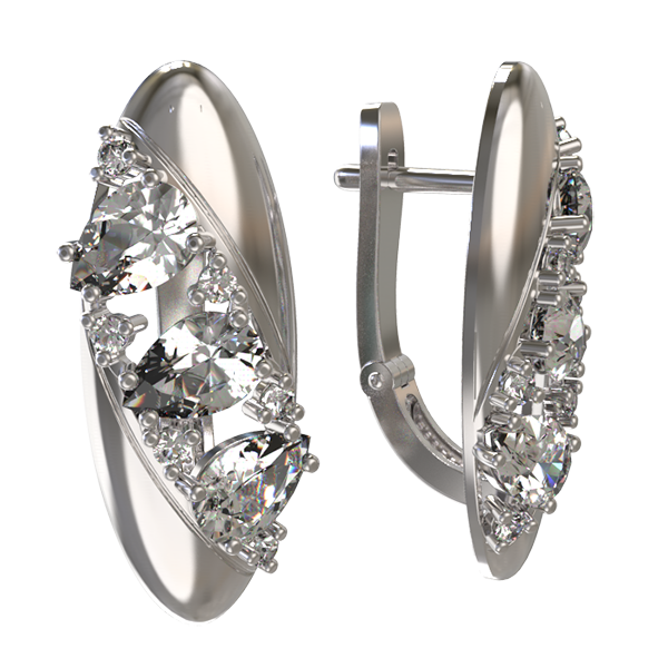 Серьги из серебра 925 пробы с фианитом