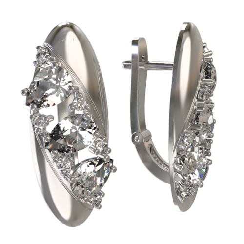 Серьги из серебра 925 пробы с фианитом