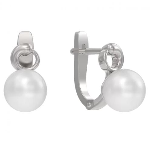 Серьги из серебра 925 пробы с жемчугом