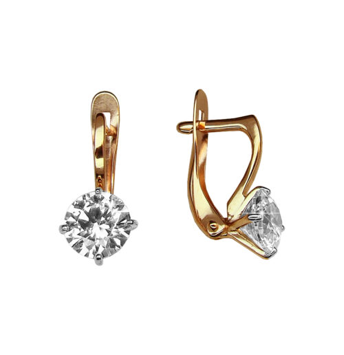 Серьги из золота 585 пробы с фианитом