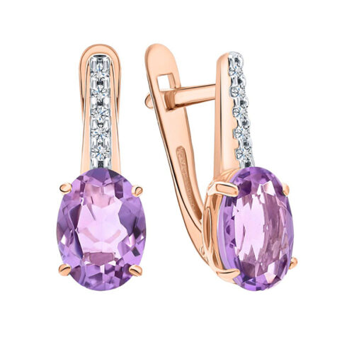 Серьги из золота 585 пробы с аметистом
