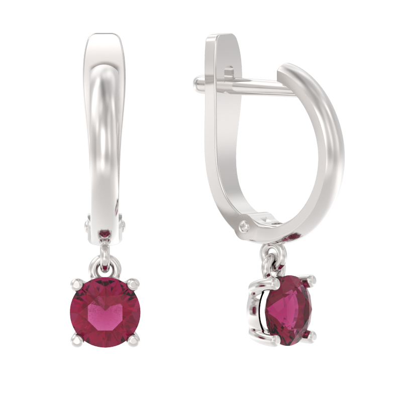 Серьги подвесные из серебра 925 пробы с кристаллом