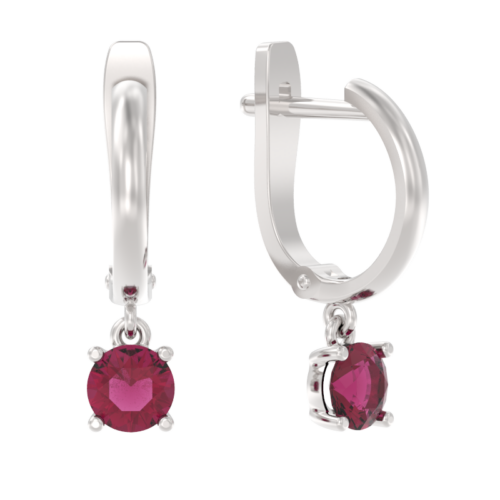 Серьги подвесные из серебра 925 пробы с кристаллом