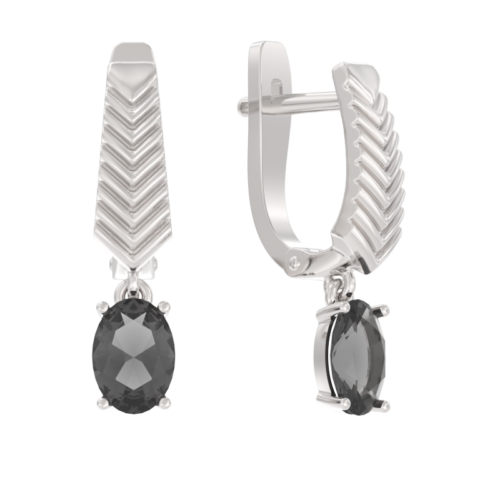 Серьги подвесные из серебра 925 пробы с горным хрусталем