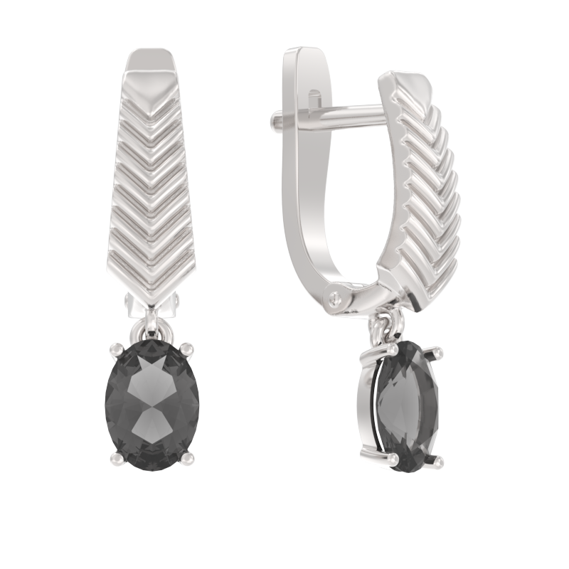 Серьги подвесные из серебра 925 пробы с горным хрусталем
