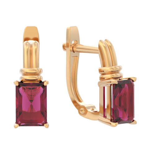 Серьги из золота 585 пробы с рубином