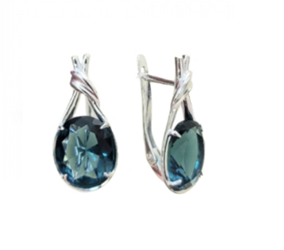 Серьги из серебра 925 пробы с лондон топазом