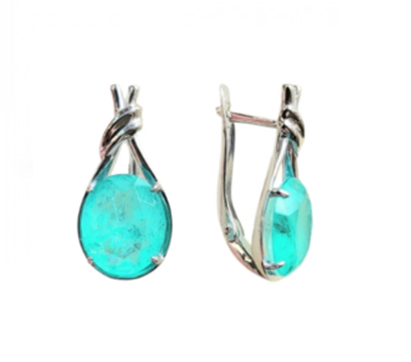 Серьги из серебра 925 пробы с турмалином