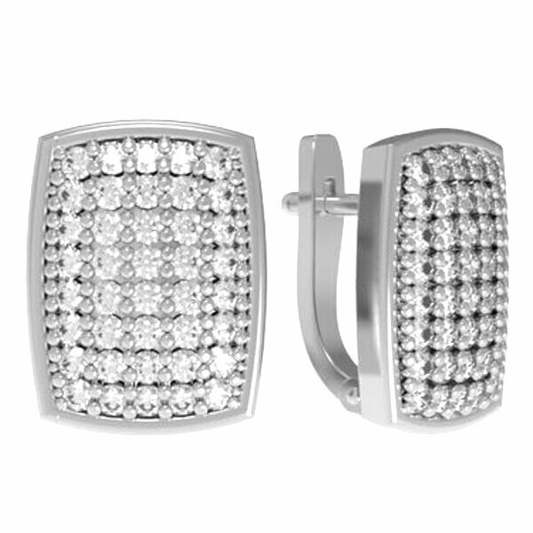 Серьги из серебра 925 пробы с фианитом