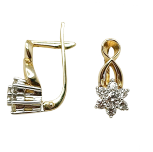 Серьги из золота 585 пробы с бриллиантом