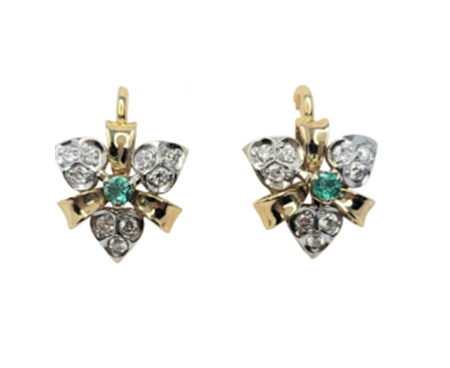 Серьги из золота 585 пробы с изумрудом