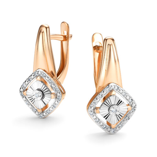 Серьги из золота 585 пробы с бриллиантом