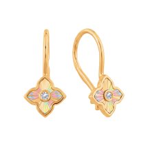 Серьги детские из золота 585 пробы с фианитом