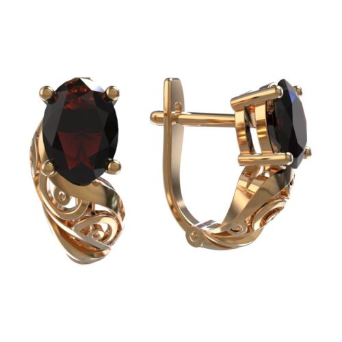 Серьги из золота 585 пробы с гранатом